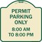 Signmission Permit Parking 8-00 Am to 8-00 Pm Heavy-Gauge Aluminum Architectural Sign, 18" x 18", TG-1818-23321 A-DES-TG-1818-23321 - alternate 1